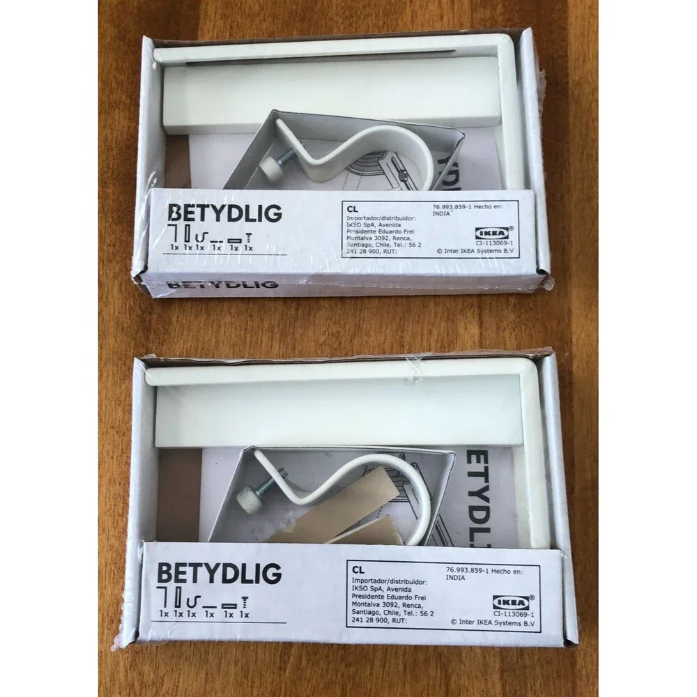 IKEA Betydlig Wall Curtain Rod Bracket White Set of 2 302.198.89 NEW